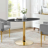 Verne 48" Artificial Marble Dining Table Gold Black EEI-4759-GLD-BLK