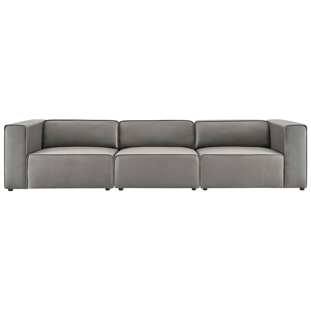 Mingle Vegan Leather 3-Piece Sectional Sofa Gray EEI-4789-GRY