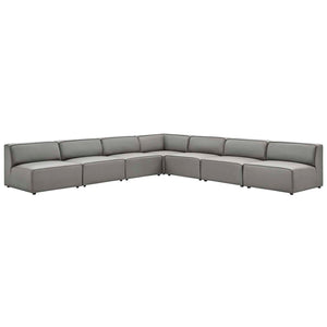 Mingle Vegan Leather 7-Piece Sectional Sofa Gray EEI-4797-GRY