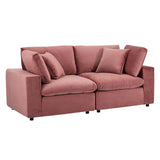 Commix Down Filled Overstuffed Performance Velvet Loveseat Dusty Rose EEI-4816-DUS