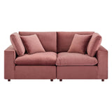 Commix Down Filled Overstuffed Performance Velvet Loveseat Dusty Rose EEI-4816-DUS