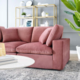 Commix Down Filled Overstuffed Performance Velvet Loveseat Dusty Rose EEI-4816-DUS