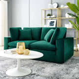 Commix Down Filled Overstuffed Performance Velvet Loveseat Green EEI-4816-GRN