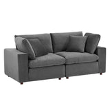 Commix Down Filled Overstuffed Performance Velvet Loveseat Gray EEI-4816-GRY