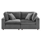 Commix Down Filled Overstuffed Performance Velvet Loveseat Gray EEI-4816-GRY