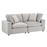 Commix Down Filled Overstuffed Performance Velvet Loveseat Light Gray EEI-4816-LGR