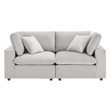 Commix Down Filled Overstuffed Performance Velvet Loveseat Light Gray EEI-4816-LGR