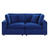 Commix Down Filled Overstuffed Performance Velvet Loveseat Navy EEI-4816-NAV