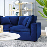 Commix Down Filled Overstuffed Performance Velvet Loveseat Navy EEI-4816-NAV