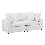 Commix Down Filled Overstuffed Performance Velvet Loveseat White EEI-4816-WHI