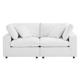 Commix Down Filled Overstuffed Performance Velvet Loveseat White EEI-4816-WHI