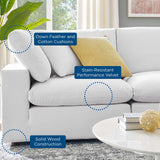 Commix Down Filled Overstuffed Performance Velvet Loveseat White EEI-4816-WHI