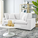 Commix Down Filled Overstuffed Performance Velvet Loveseat White EEI-4816-WHI