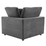 Commix Down Filled Overstuffed Performance Velvet 3-Seater Sofa Gray EEI-4817-GRY