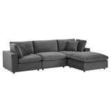Commix Down Filled Overstuffed Performance Velvet 4-Piece Sectional Sofa Gray EEI-4818-GRY