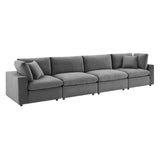 Commix Down Filled Overstuffed Performance Velvet 4-Seater Sofa Gray EEI-4819-GRY