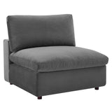 Commix Down Filled Overstuffed Performance Velvet 4-Seater Sofa Gray EEI-4819-GRY