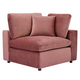 Commix Down Filled Overstuffed Performance Velvet 5-Piece Sectional Sofa Dusty Rose EEI-4820-DUS