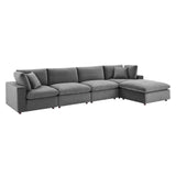 Commix Down Filled Overstuffed Performance Velvet 5-Piece Sectional Sofa Gray EEI-4820-GRY