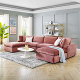 Commix Down Filled Overstuffed Performance Velvet 6-Piece Sectional Sofa Dusty Rose EEI-4821-DUS