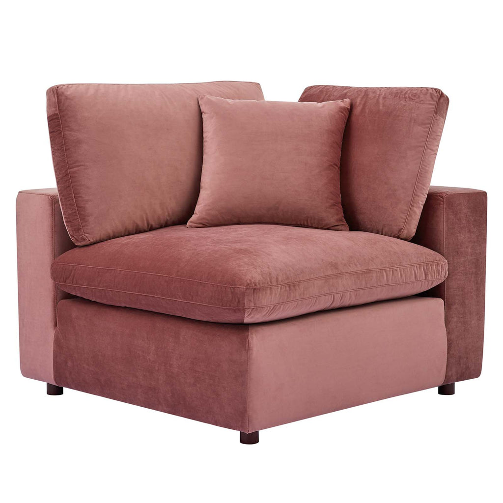 Commix Down Filled Overstuffed Performance Velvet 6-Piece Sectional Sofa Dusty Rose EEI-4821-DUS