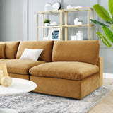 Commix Down Filled Overstuffed Performance Velvet 5-Piece Sectional Sofa Cognac EEI-4822-COG