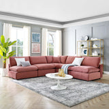 Commix Down Filled Overstuffed Performance Velvet 5-Piece Sectional Sofa Dusty Rose EEI-4822-DUS