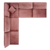 Commix Down Filled Overstuffed Performance Velvet 5-Piece Sectional Sofa Dusty Rose EEI-4822-DUS