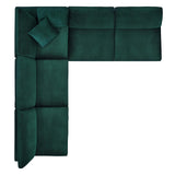 Commix Down Filled Overstuffed Performance Velvet 5-Piece Sectional Sofa Green EEI-4822-GRN