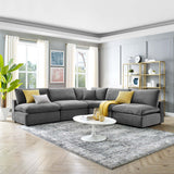 Commix Down Filled Overstuffed Performance Velvet 5-Piece Sectional Sofa Gray EEI-4822-GRY