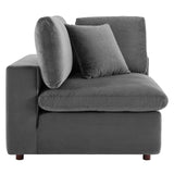 Commix Down Filled Overstuffed Performance Velvet 5-Piece Sectional Sofa Gray EEI-4822-GRY