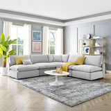 Commix Down Filled Overstuffed Performance Velvet 5-Piece Sectional Sofa Light Gray EEI-4822-LGR