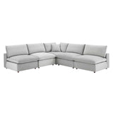 Commix Down Filled Overstuffed Performance Velvet 5-Piece Sectional Sofa Light Gray EEI-4822-LGR