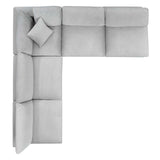 Commix Down Filled Overstuffed Performance Velvet 5-Piece Sectional Sofa Light Gray EEI-4822-LGR