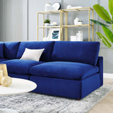 Commix Down Filled Overstuffed Performance Velvet 5-Piece Sectional Sofa Navy EEI-4822-NAV