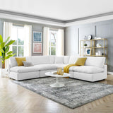 Commix Down Filled Overstuffed Performance Velvet 5-Piece Sectional Sofa White EEI-4822-WHI