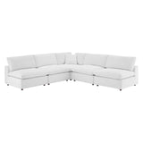 Commix Down Filled Overstuffed Performance Velvet 5-Piece Sectional Sofa White EEI-4822-WHI