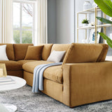 Commix Down Filled Overstuffed Performance Velvet 5-Piece Sectional Sofa Cognac EEI-4823-COG