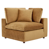 Commix Down Filled Overstuffed Performance Velvet 5-Piece Sectional Sofa Cognac EEI-4823-COG