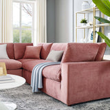 Commix Down Filled Overstuffed Performance Velvet 5-Piece Sectional Sofa Dusty Rose EEI-4823-DUS