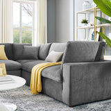 Commix Down Filled Overstuffed Performance Velvet 5-Piece Sectional Sofa Gray EEI-4823-GRY