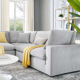 Commix Down Filled Overstuffed Performance Velvet 5-Piece Sectional Sofa Light Gray EEI-4823-LGR