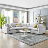 Commix Down Filled Overstuffed Performance Velvet 5-Piece Sectional Sofa Light Gray EEI-4823-LGR