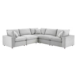 Commix Down Filled Overstuffed Performance Velvet 5-Piece Sectional Sofa Light Gray EEI-4823-LGR