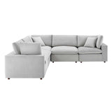 Commix Down Filled Overstuffed Performance Velvet 5-Piece Sectional Sofa Light Gray EEI-4823-LGR