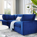 Commix Down Filled Overstuffed Performance Velvet 5-Piece Sectional Sofa Navy EEI-4823-NAV