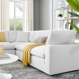 Commix Down Filled Overstuffed Performance Velvet 5-Piece Sectional Sofa White EEI-4823-WHI