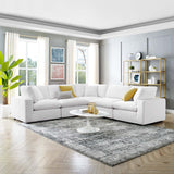 Commix Down Filled Overstuffed Performance Velvet 5-Piece Sectional Sofa White EEI-4823-WHI