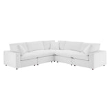 Commix Down Filled Overstuffed Performance Velvet 5-Piece Sectional Sofa White EEI-4823-WHI