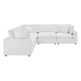 Commix Down Filled Overstuffed Performance Velvet 5-Piece Sectional Sofa White EEI-4823-WHI